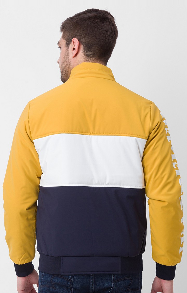 spykar | Spykar  Yellow Polyester Bomber Jacket For Men 4