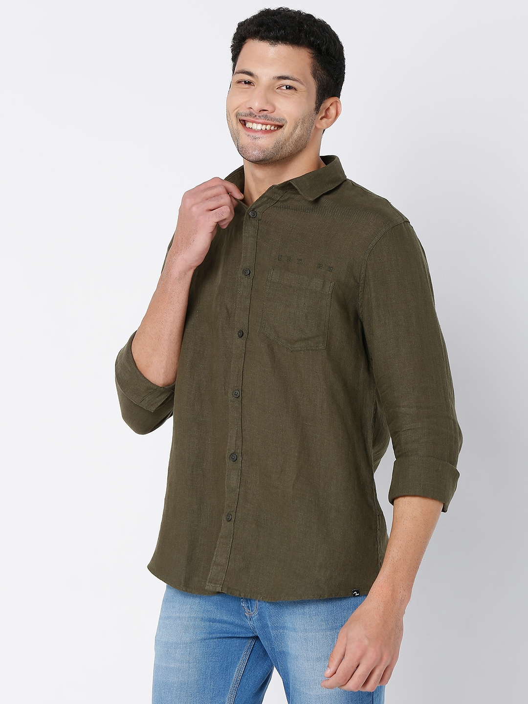 spykar | Men's Green Cotton  Casual Shirts 1