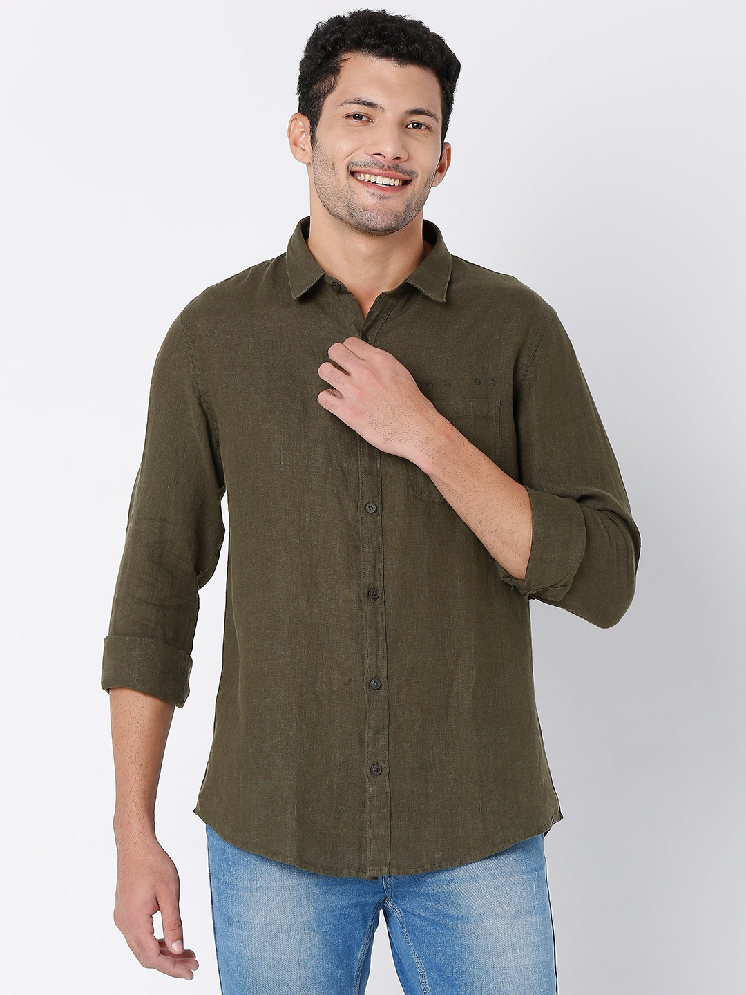 spykar | Men's Green Cotton  Casual Shirts 0
