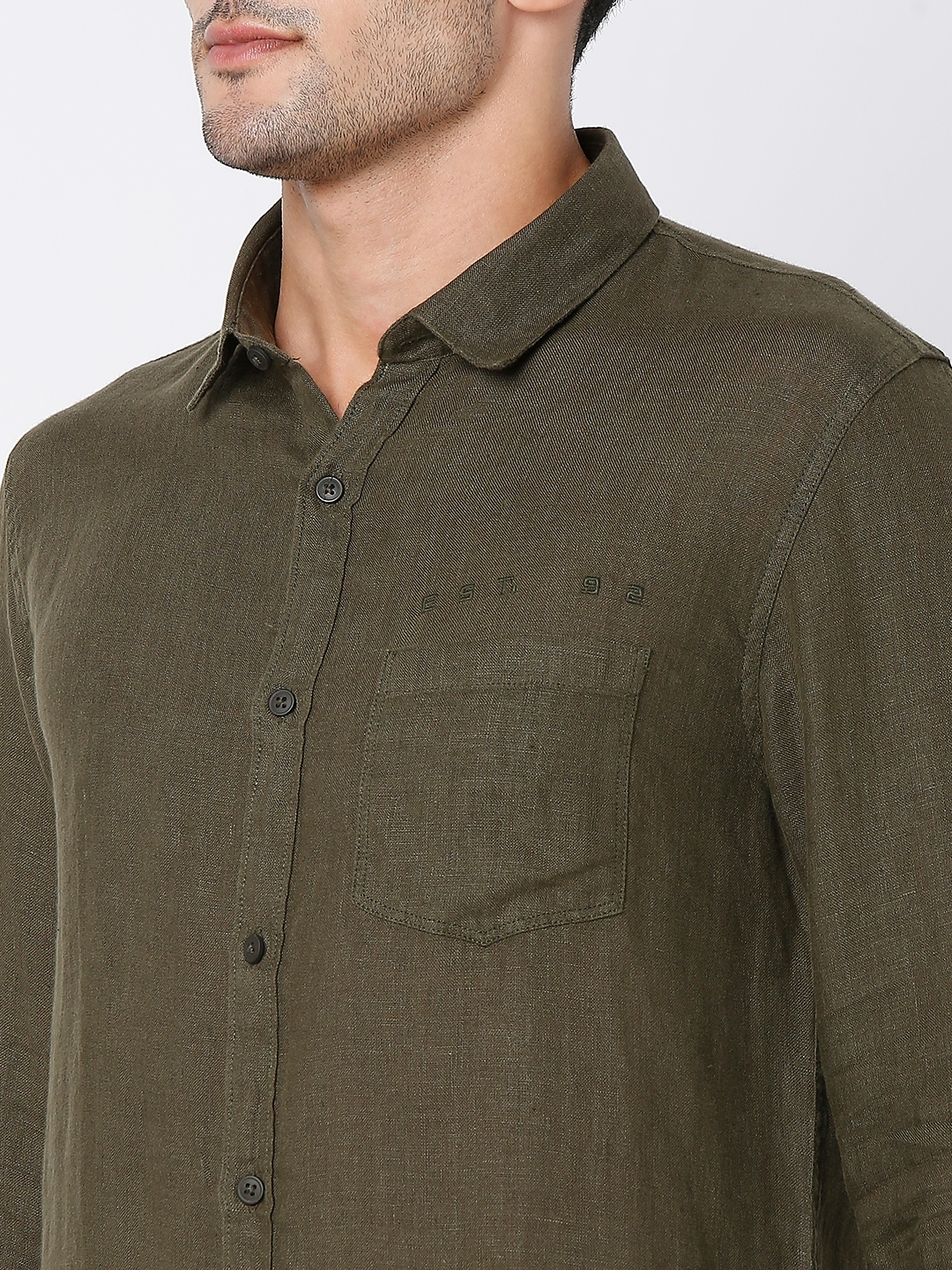 spykar | Men's Green Cotton  Casual Shirts 4