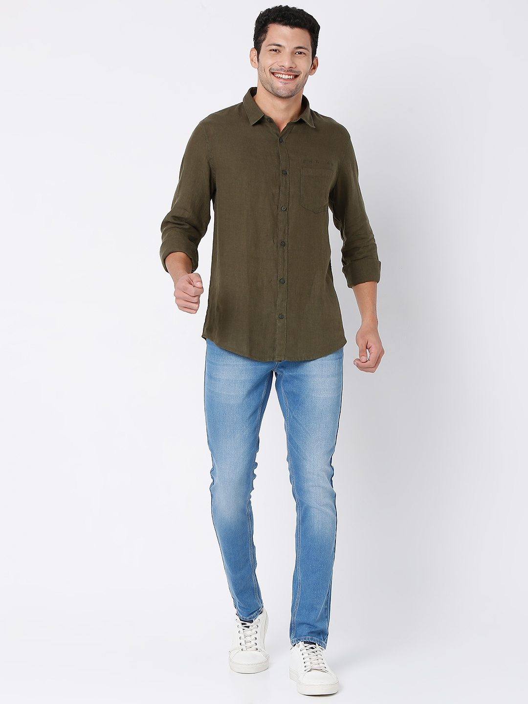 spykar | Men's Green Cotton  Casual Shirts 5