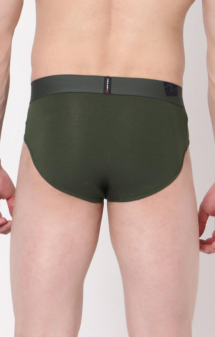 Underjeans By Spykar Men Cotton Blend Olive Green Brief 