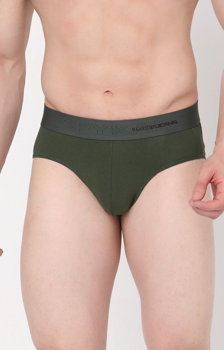 Underjeans By Spykar Men Cotton Blend Olive Green Brief 