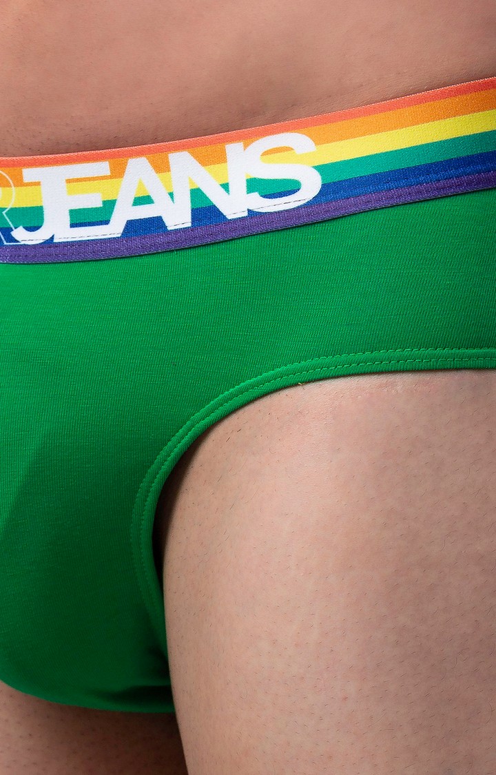 Underjeans By Spykar Men Cotton Blend Green-Multi Brief 