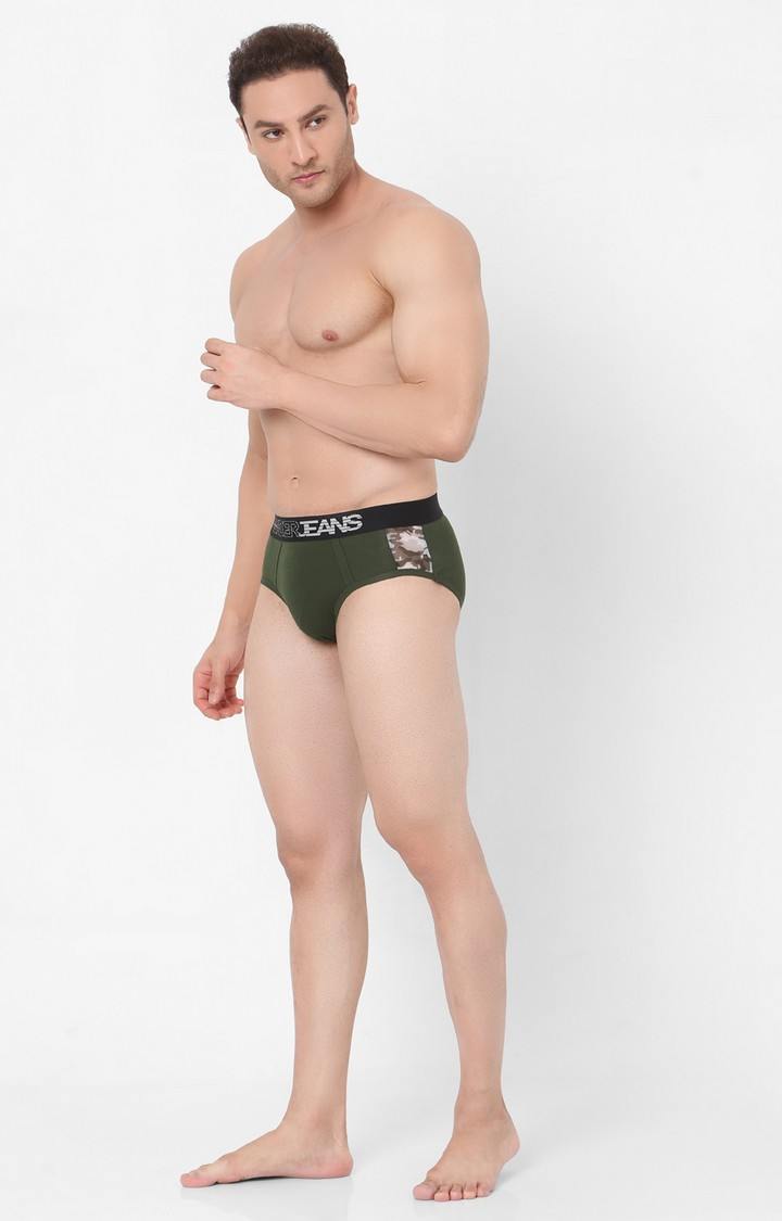 Underjeans By Spykar Men Cotton Blend Olive Green Brief 