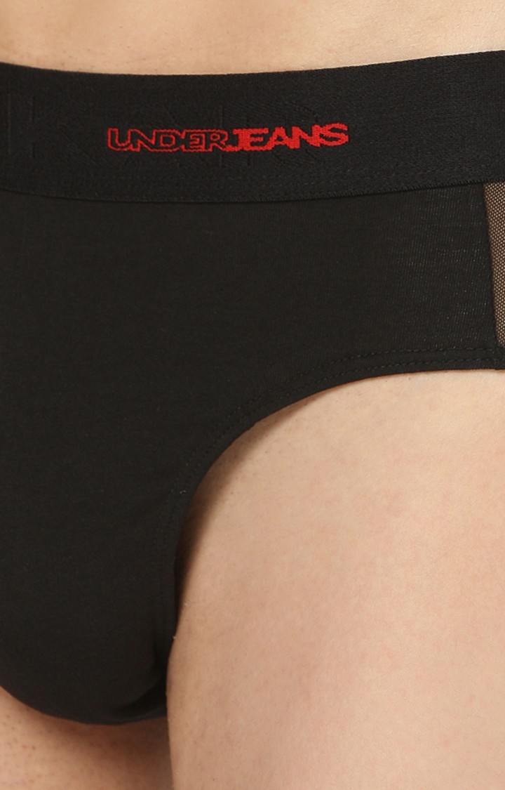 Underjeans By Spykar Men Cotton Blend Black Brief 