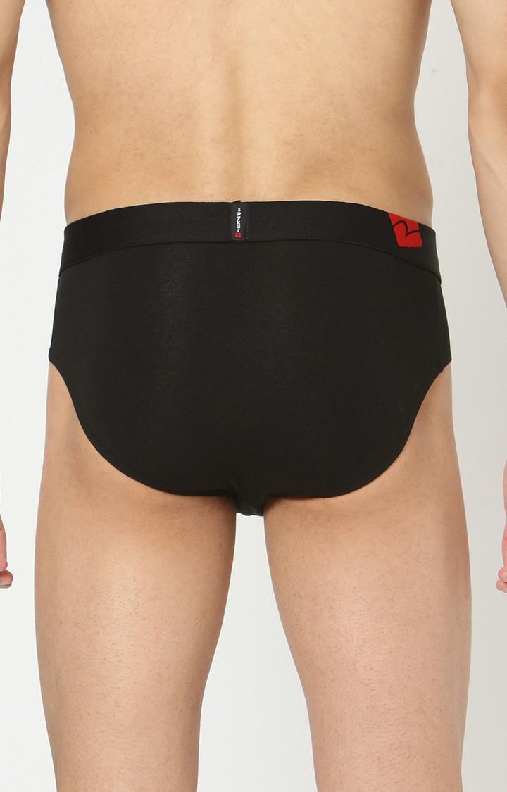 Underjeans By Spykar Men Cotton Blend Black Brief 