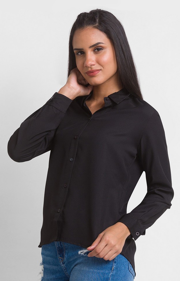 spykar | Women's Black Cotton Solid Casual Shirts 3