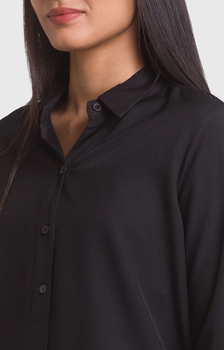 spykar | Women's Black Cotton Solid Casual Shirts 5