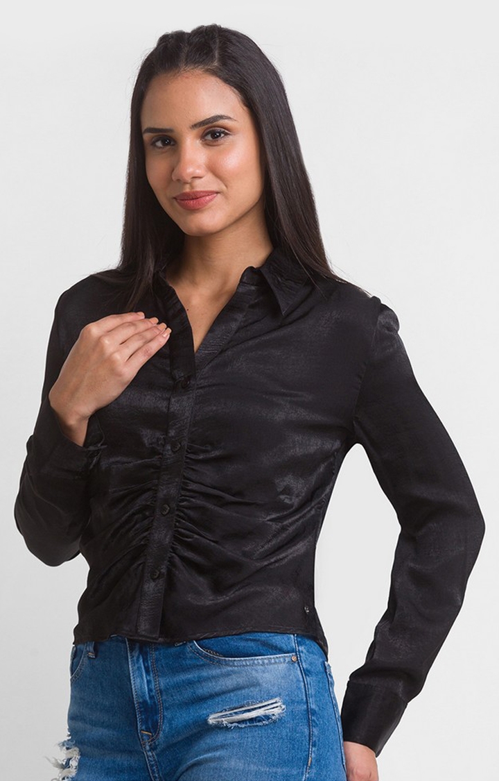 spykar | Women's Black Satin Solid Casual Shirts 3