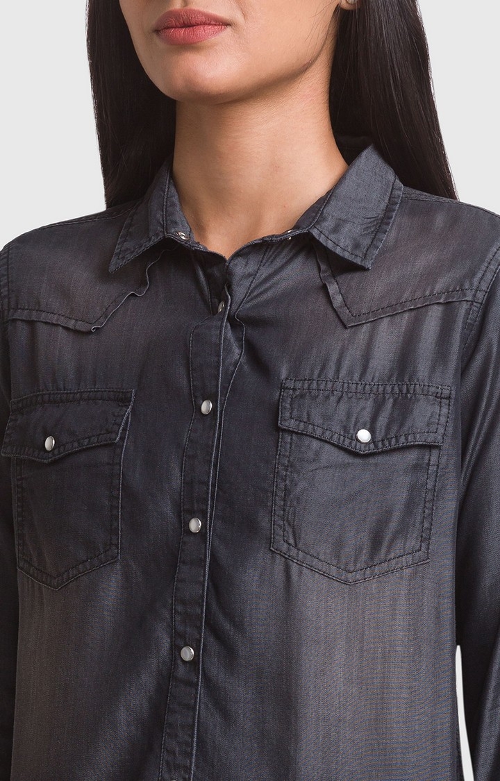 spykar | Women's Black Cotton Solid Casual Shirts 5