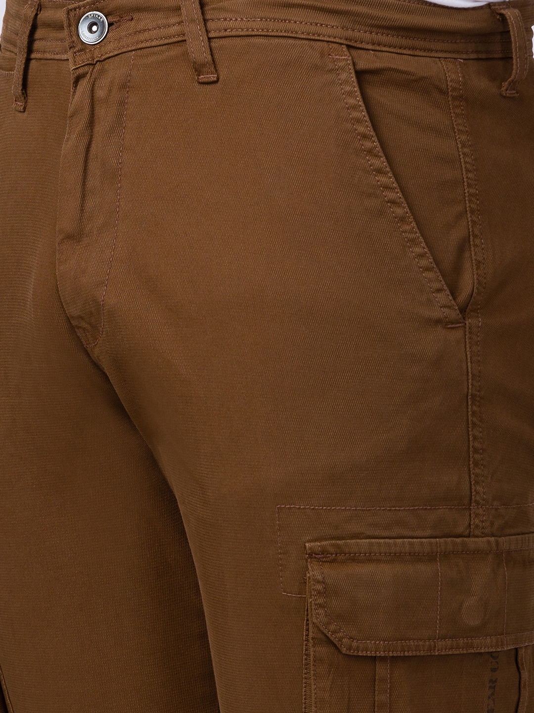 spykar | Men's Brown Cotton Solid Trousers 4