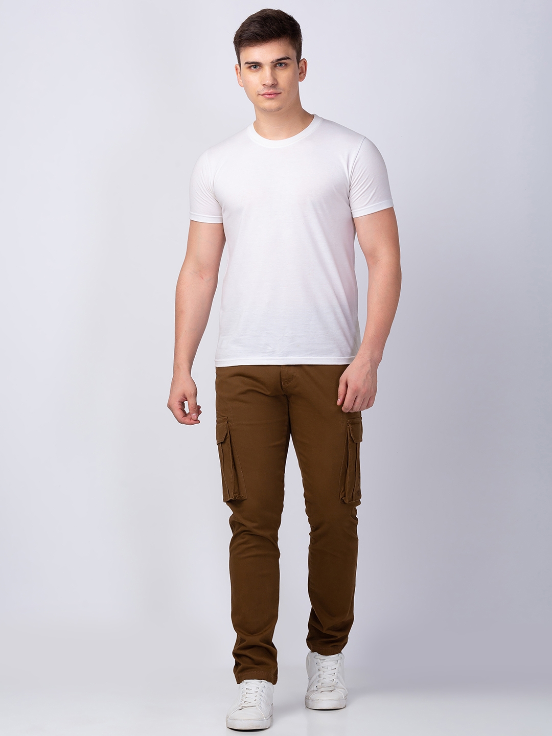 spykar | Men's Brown Cotton Solid Trousers 1