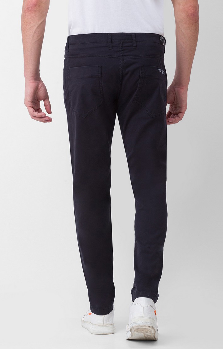 spykar | Men's Black Cotton Solid Trousers 4