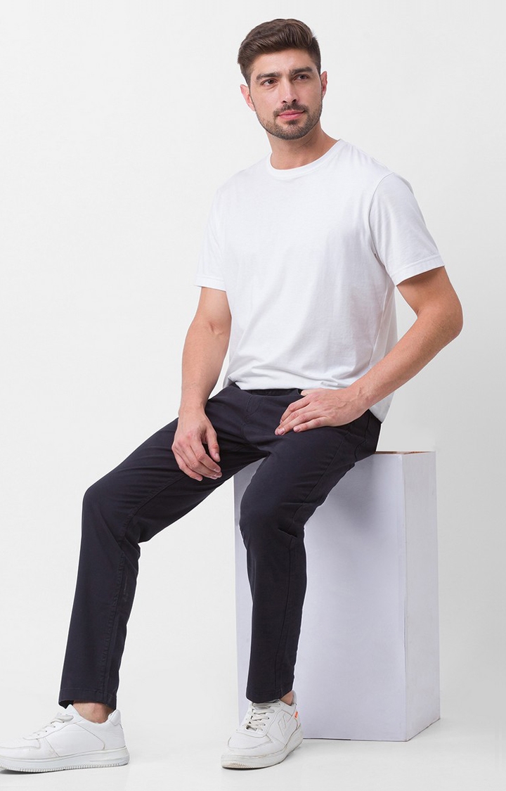 spykar | Men's Black Cotton Solid Trousers 2