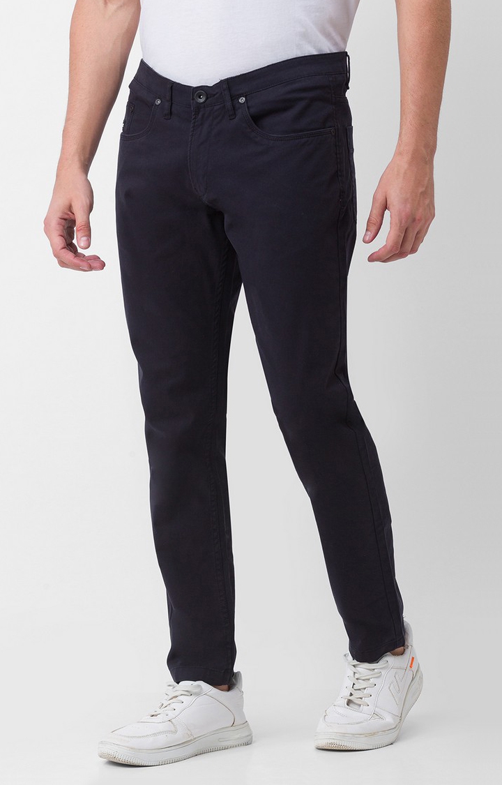 spykar | Men's Black Cotton Solid Trousers 3