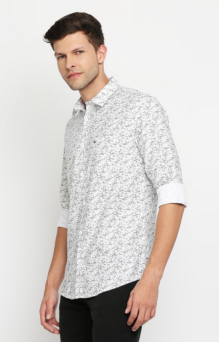spykar | Men's White Cotton Printed Casual Shirts 2