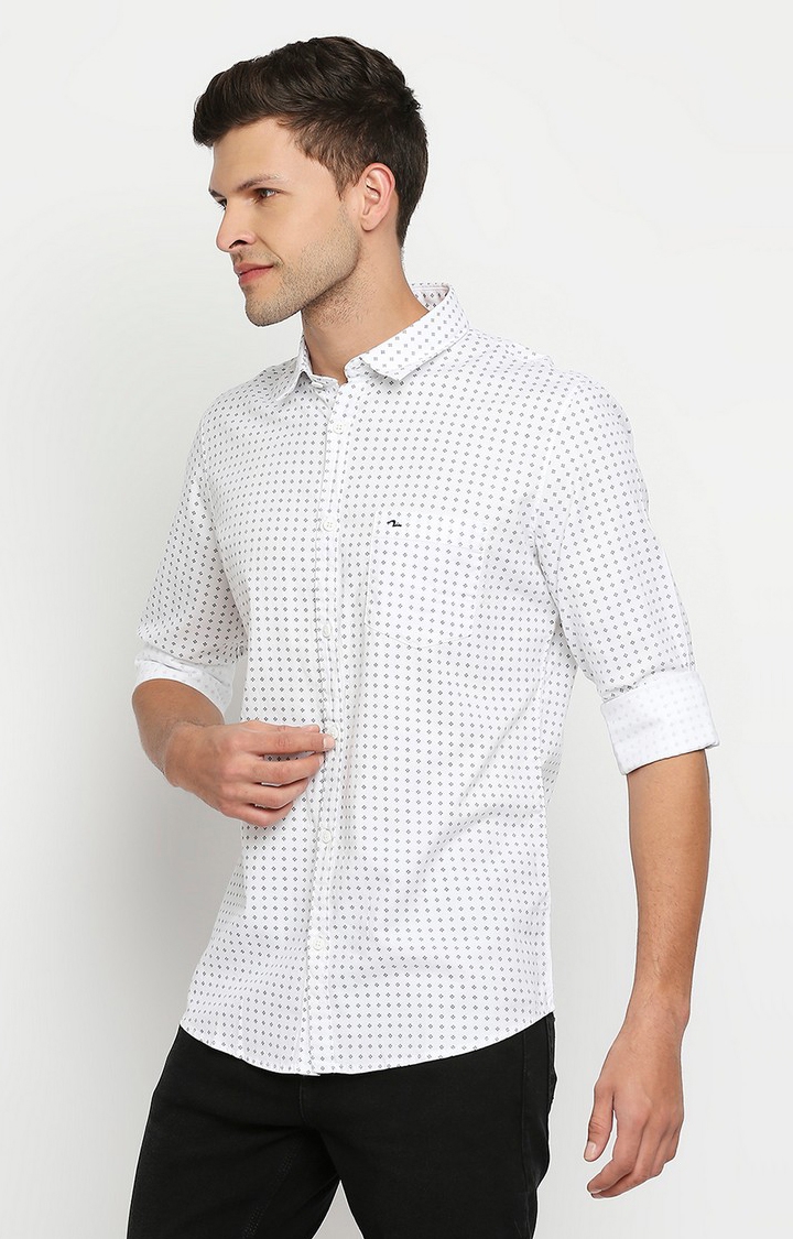 spykar | Men's White Cotton Solid Casual Shirts 3