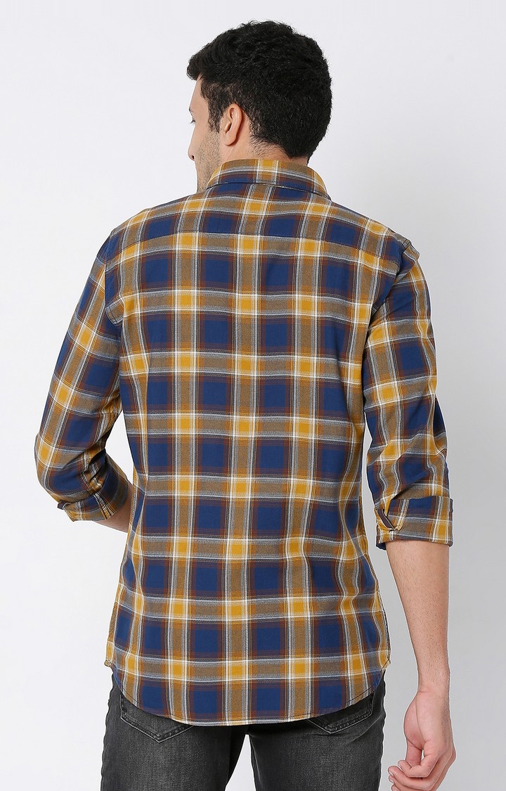 spykar | Men's Brown Cotton Checked Casual Shirts 3