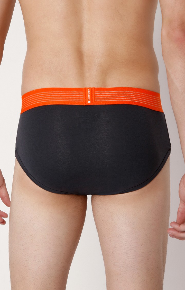 Underjeans By Spykar Men Darkgrey Cotton Blend Brief 
