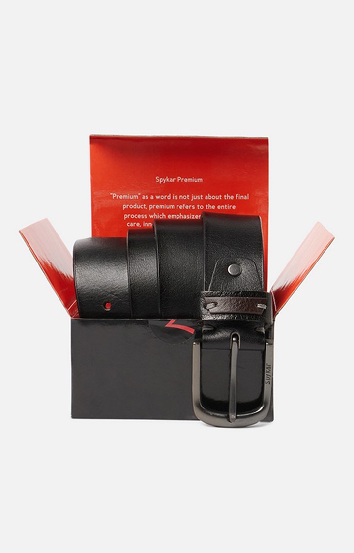 spykar | Spykar Black Genuine Leather Belt 5