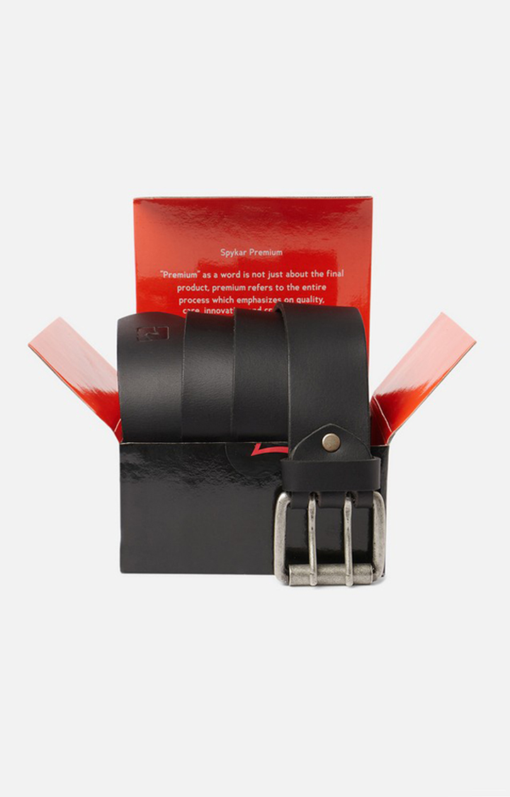 Spykar Black Genuine Leather Belt