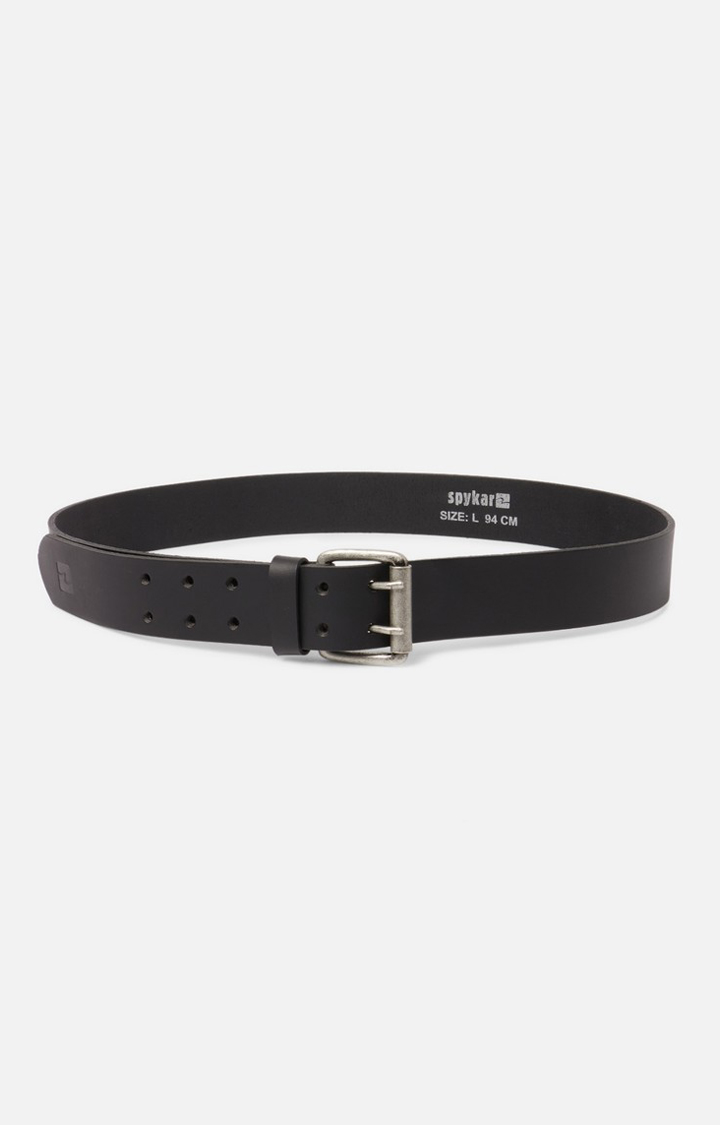 Spykar Black Genuine Leather Belt