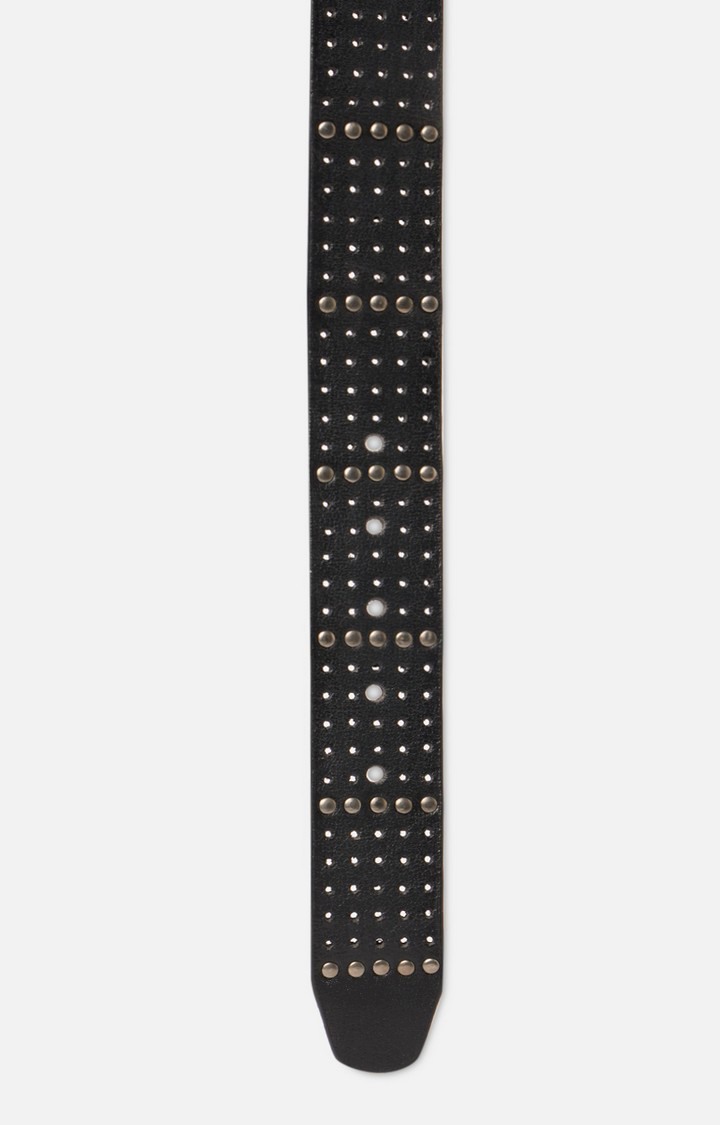 Spykar Black Genuine Leather Belt