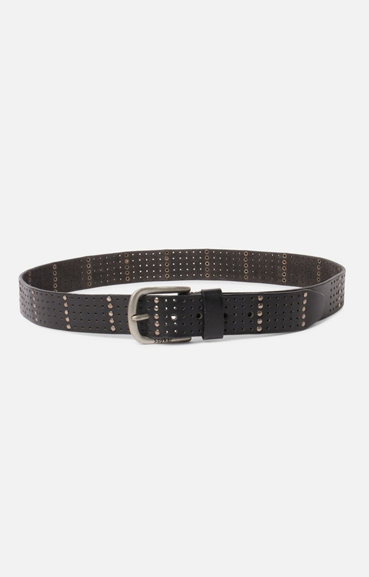 Spykar Black Genuine Leather Belt