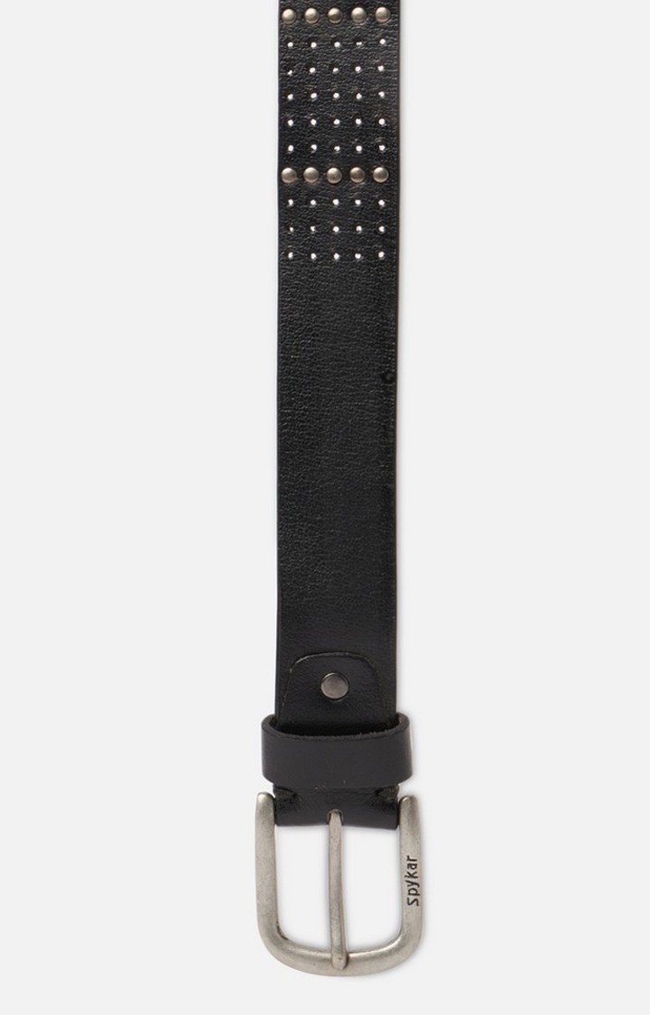 Spykar Black Genuine Leather Belt
