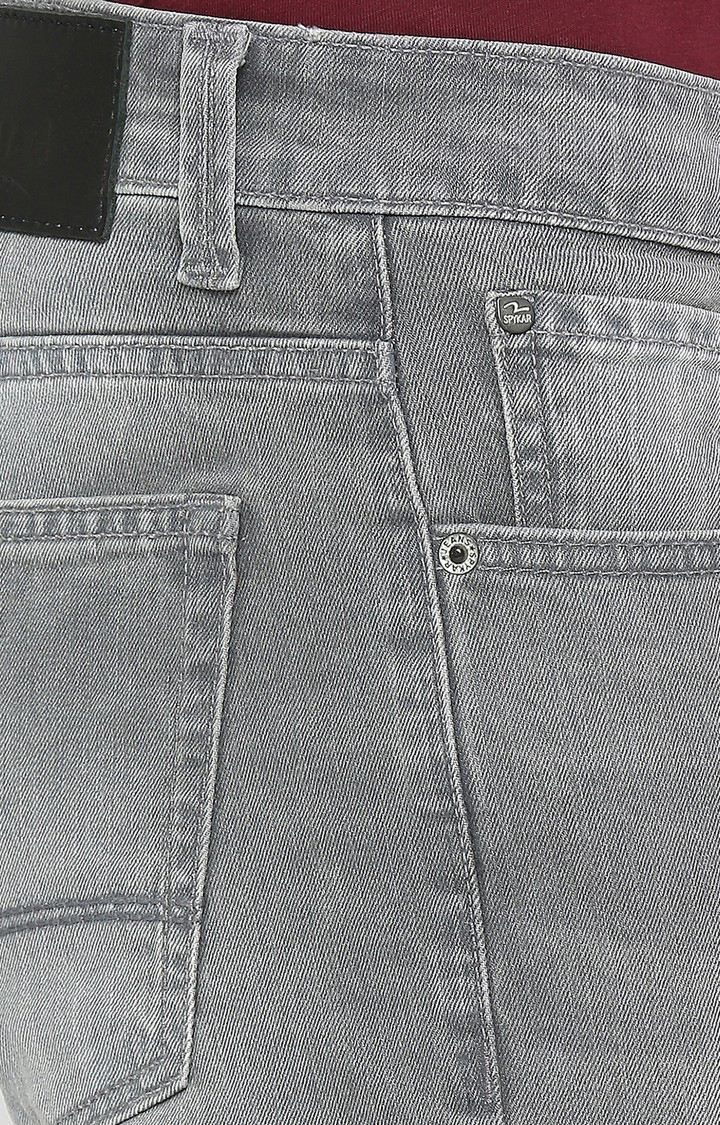 Men's Grey Cotton Solid Jeans
