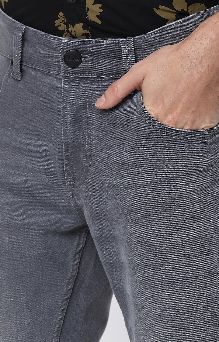 spykar | Men's Grey Cotton Blend Solid Jeans 4