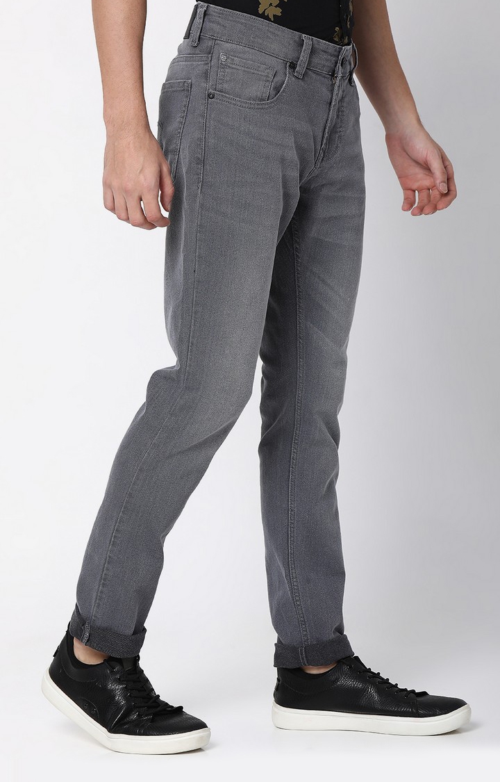 spykar | Men's Grey Cotton Blend Solid Jeans 2
