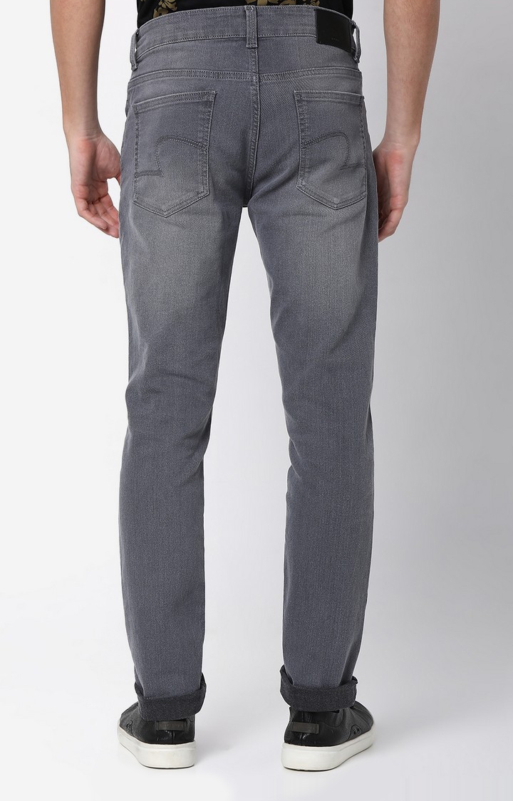 spykar | Men's Grey Cotton Blend Solid Jeans 3