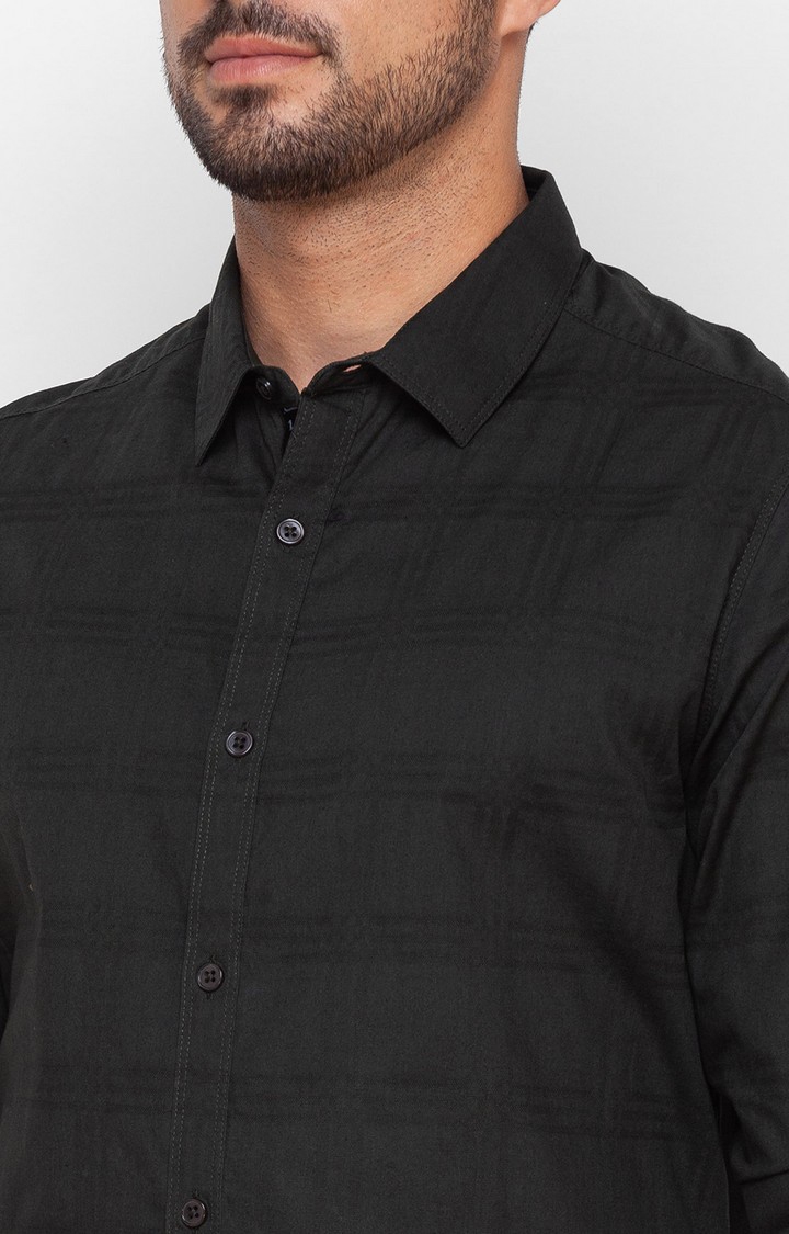 Spykar | Men's Black Cotton Blend Solid Casual Shirts 3