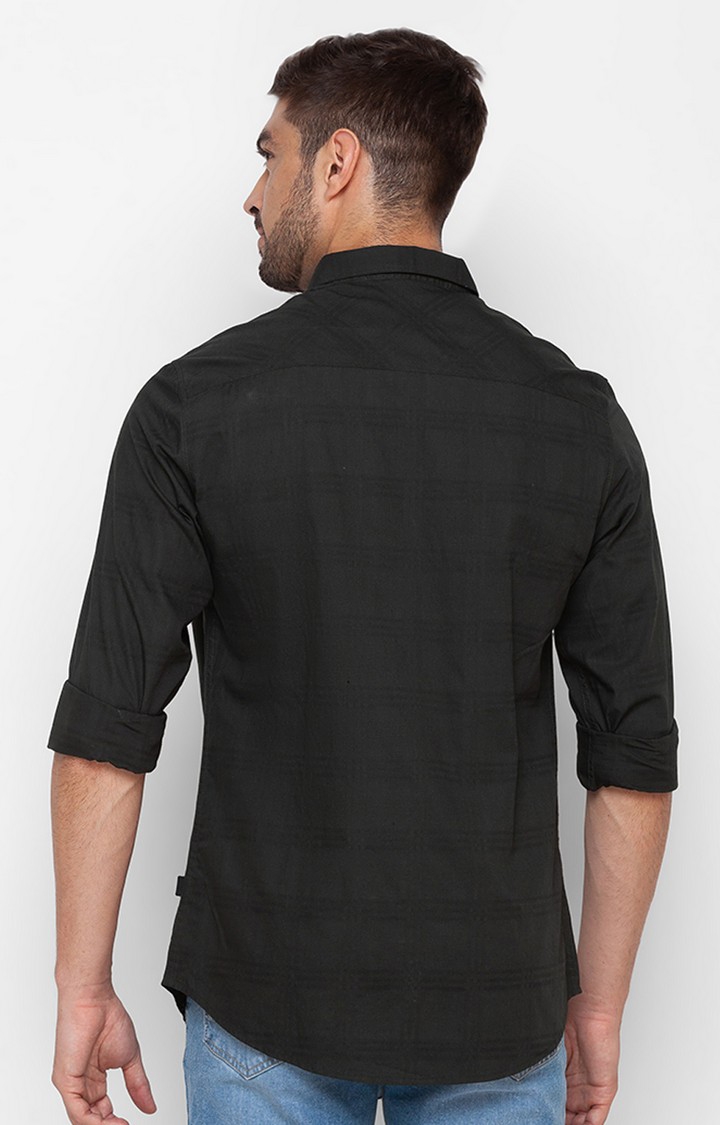 Spykar | Men's Black Cotton Blend Solid Casual Shirts 2