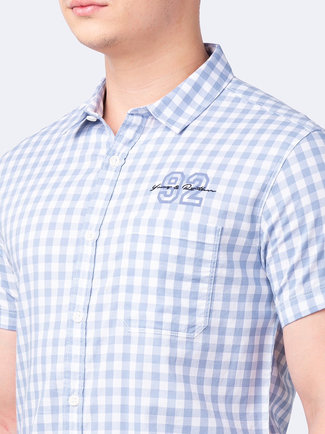 Spykar | Men's Blue Cotton Checked Casual Shirts 4