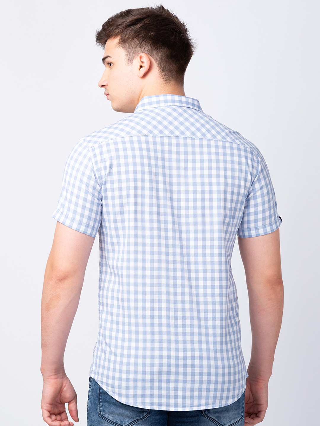 Spykar | Men's Blue Cotton Checked Casual Shirts 2