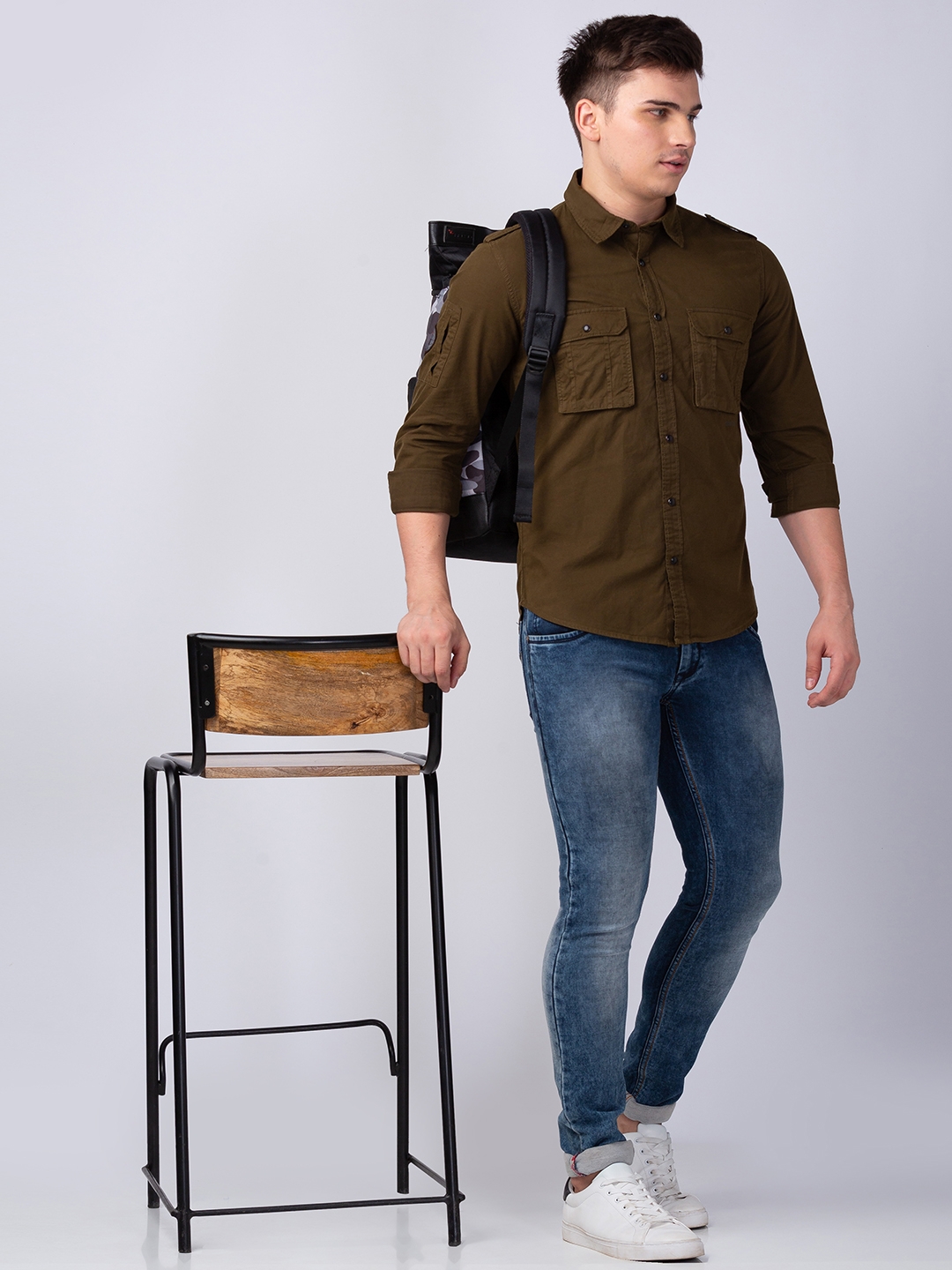 Spykar | Men's Brown Cotton Solid Casual Shirts 5
