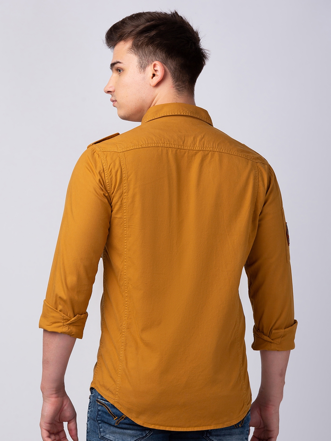 Spykar | Men's Brown Cotton Solid Casual Shirts 2
