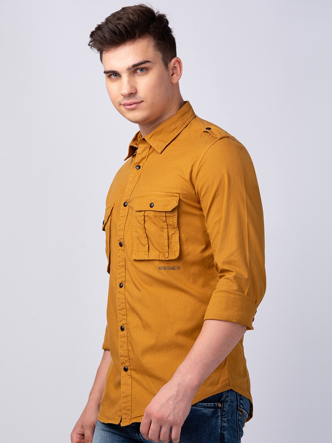 Spykar | Men's Brown Cotton Solid Casual Shirts 3