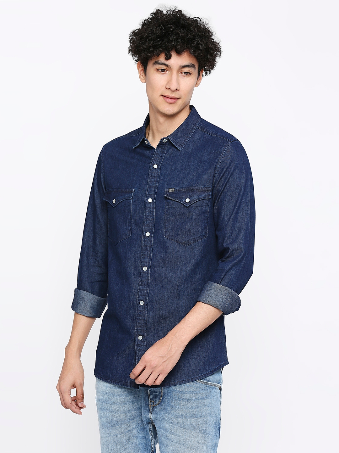 Buy Spykar Mid Blue Cotton Full Sleeve Denim Shirt for Men Online-sgquangbinhtourist.com.vn