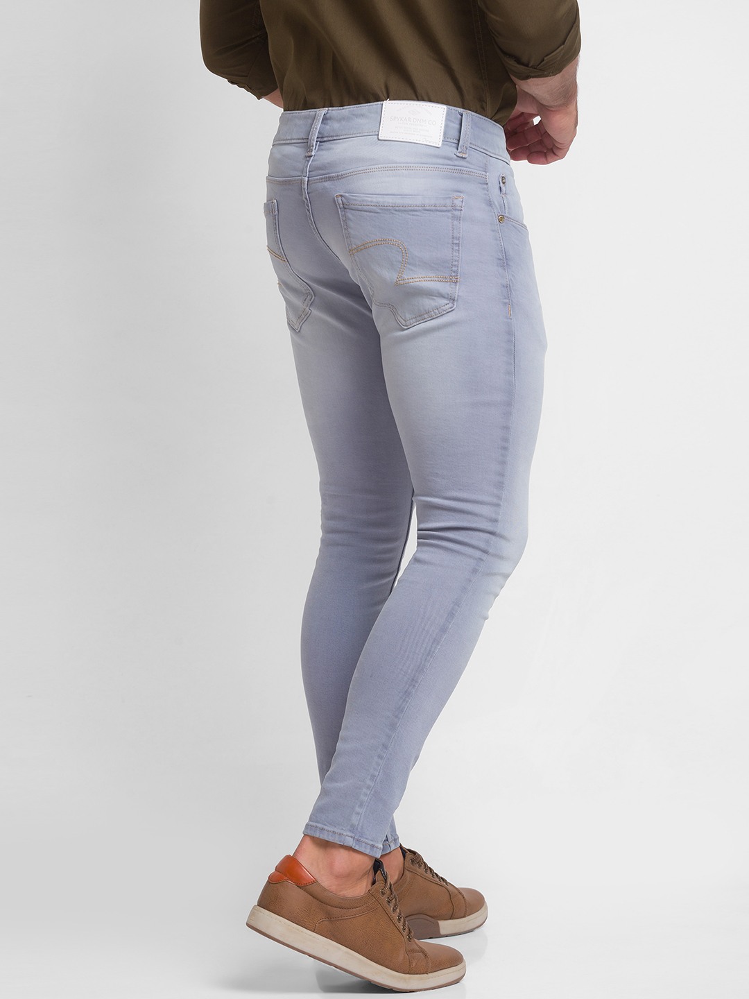 Men's Grey Cotton Solid Slim Jeans