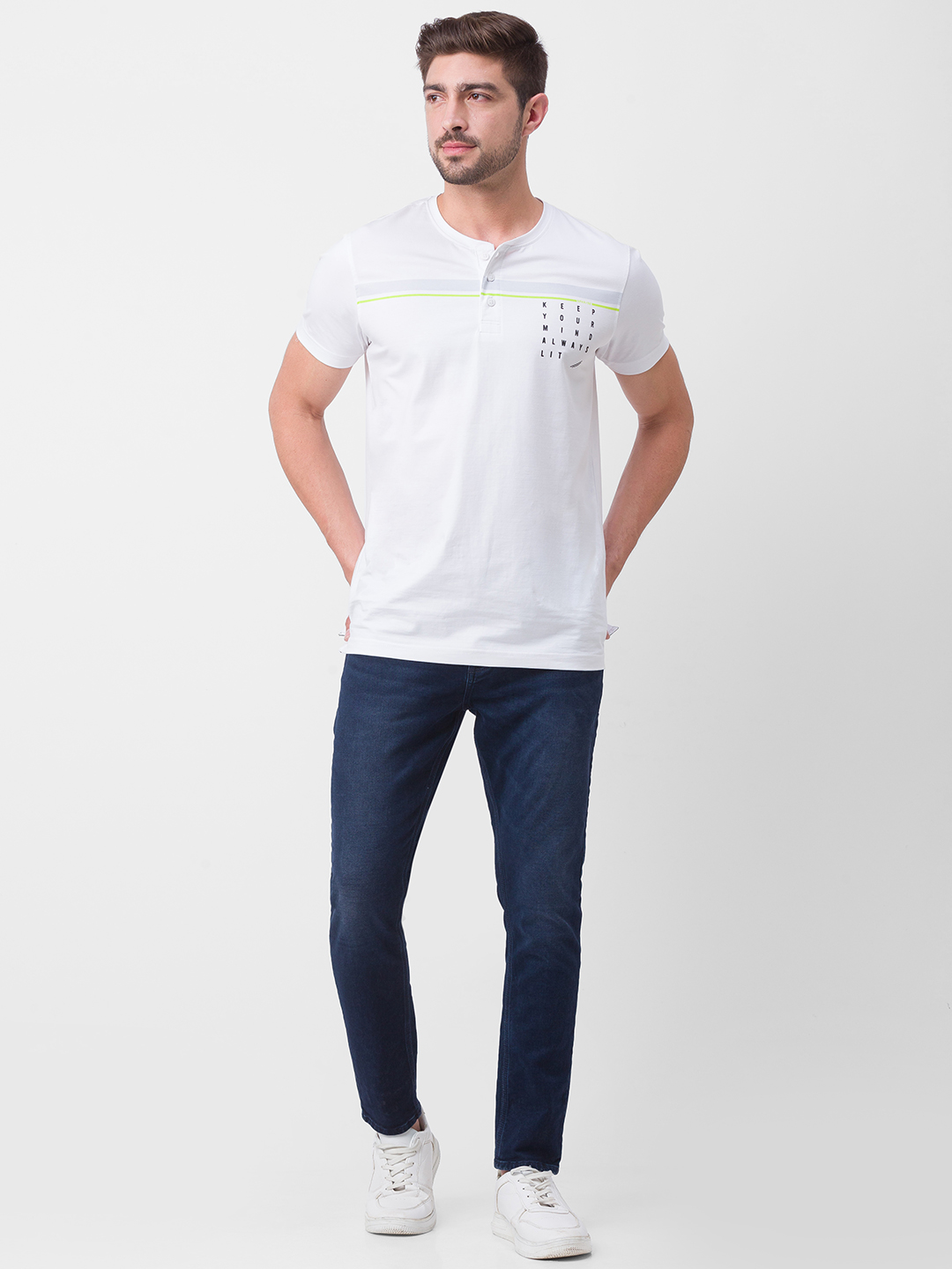 Men's Blue Cotton Solid Straight Jeans