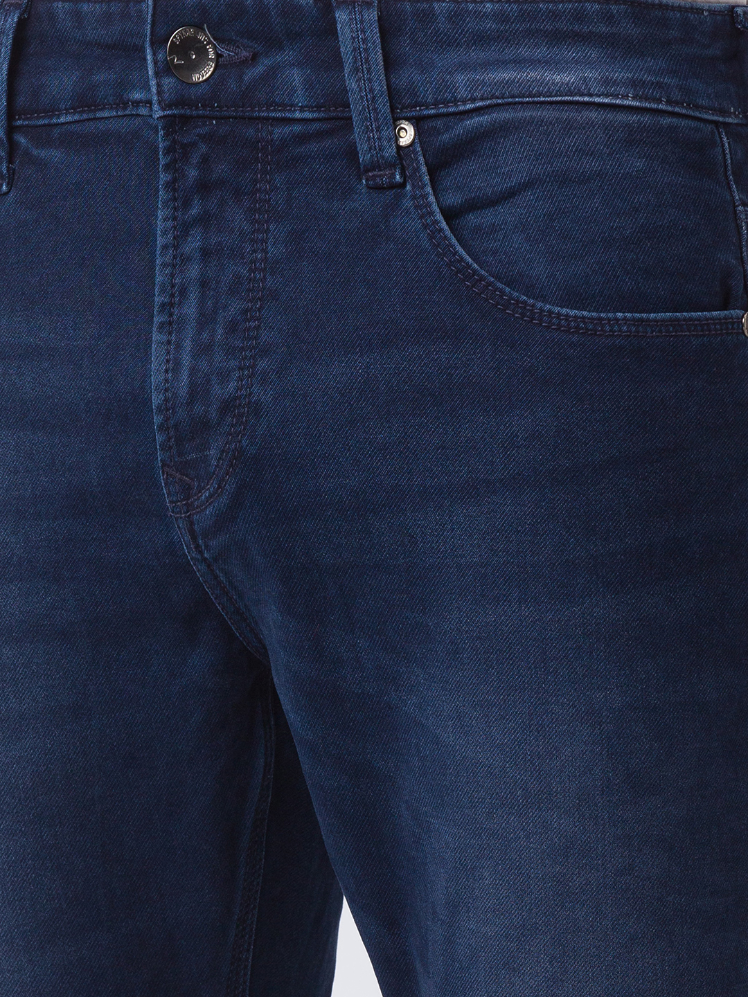 Men's Blue Cotton Solid Straight Jeans