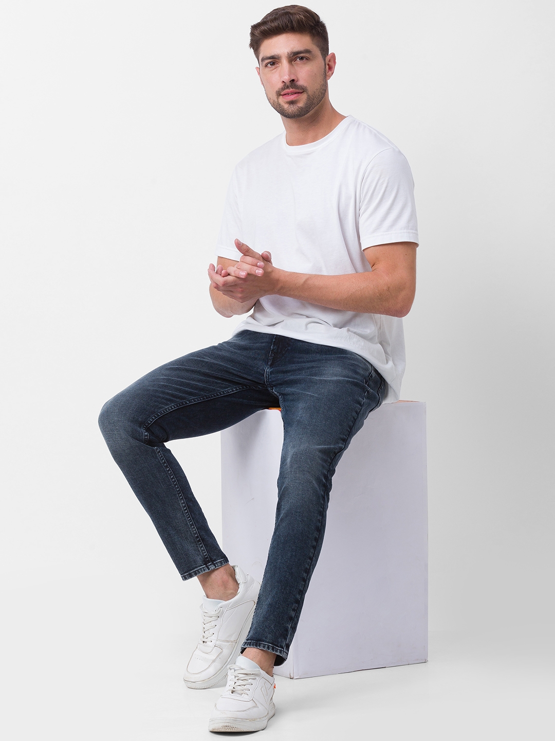 spykar | Men's Black Cotton Solid Slim Jeans 5