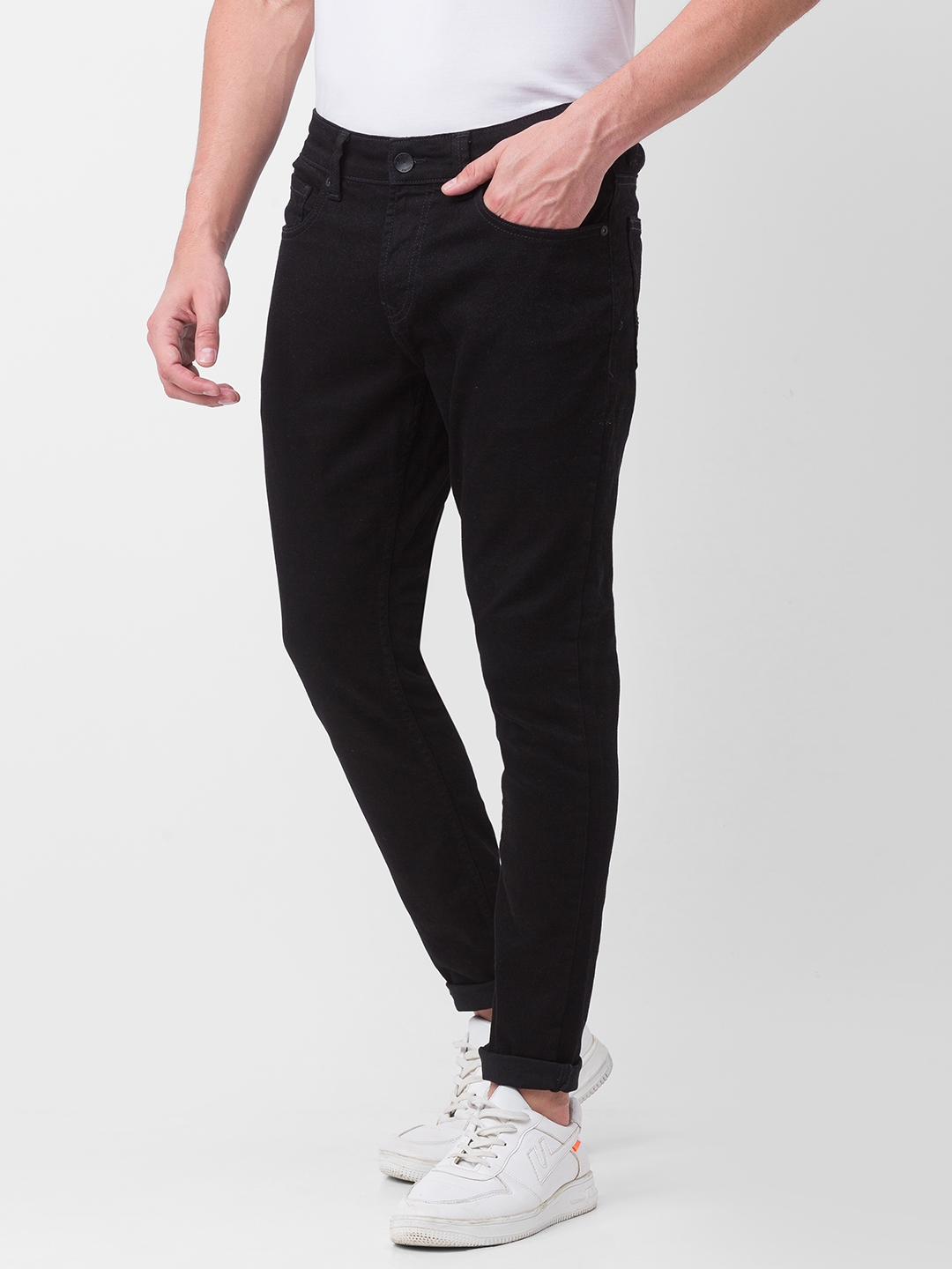 spykar | Men's Black Cotton Solid Straight Jeans 1