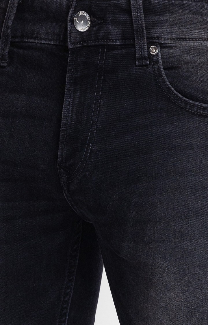 spykar | Men's Black Cotton Solid Straight Jeans 5