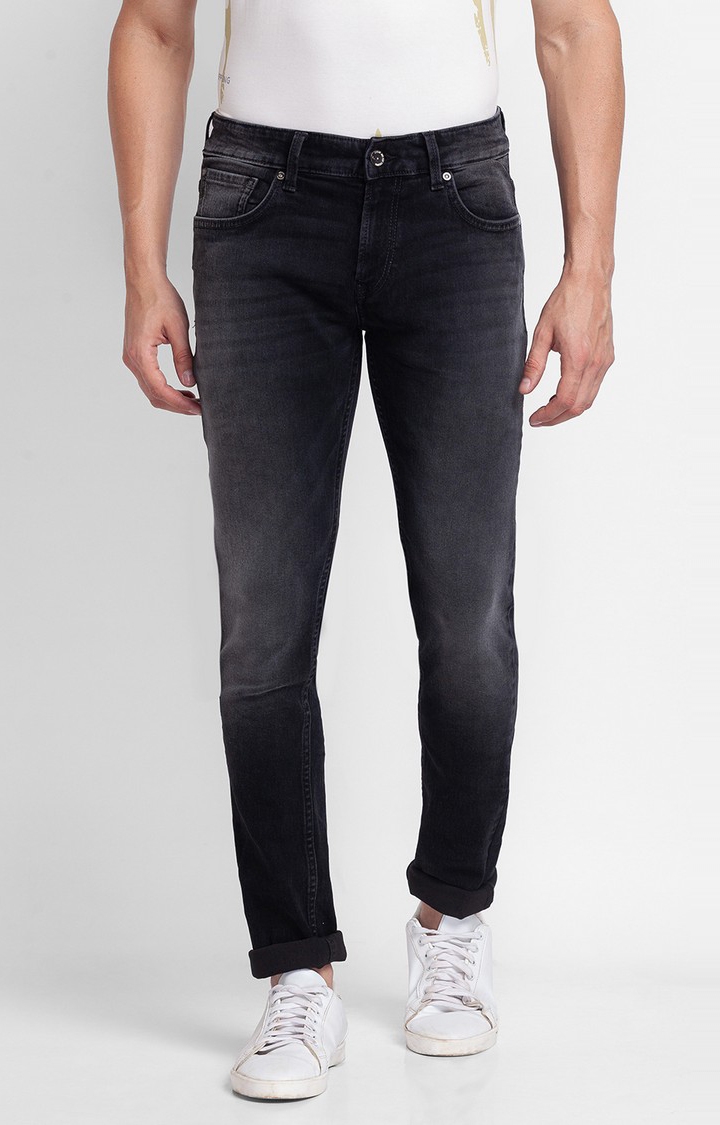 spykar | Men's Black Cotton Solid Straight Jeans 0