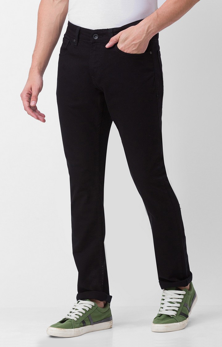 Spykar | Men's Black Cotton Solid Skinny Jeans 3